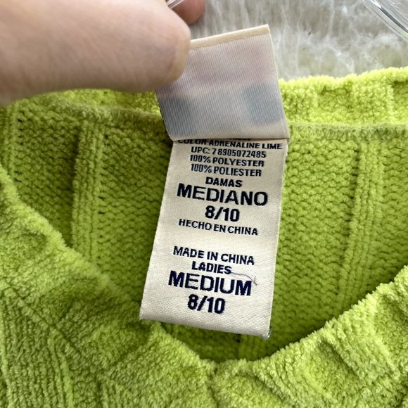 Y2K 2000s Faded Glory Green Fair Isle Icelandic Chenille Knit Sweater M Medium - Picture 6 of 7